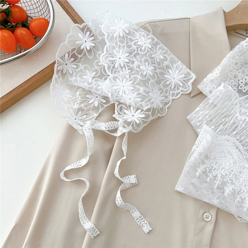 Velara - Floral Lace Triangle Scarf