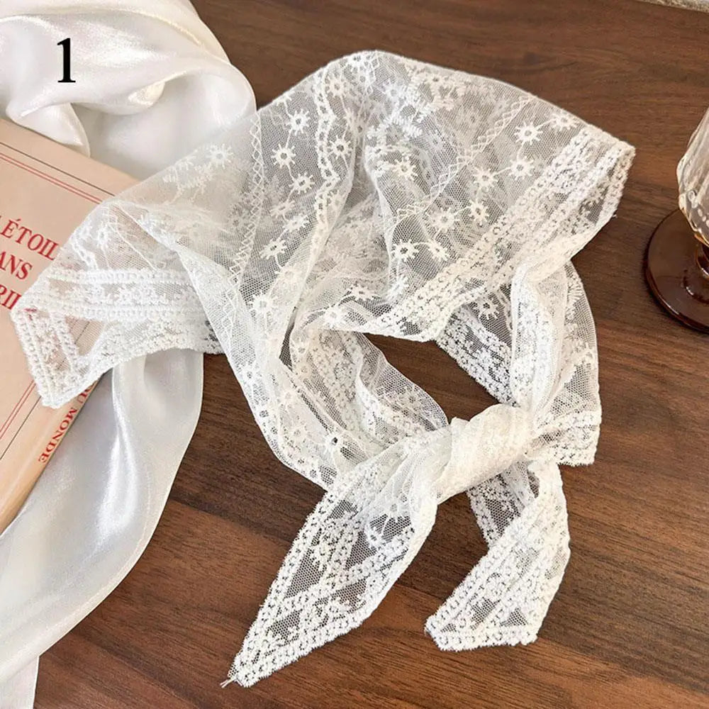 Velara - Floral Lace Triangle Scarf