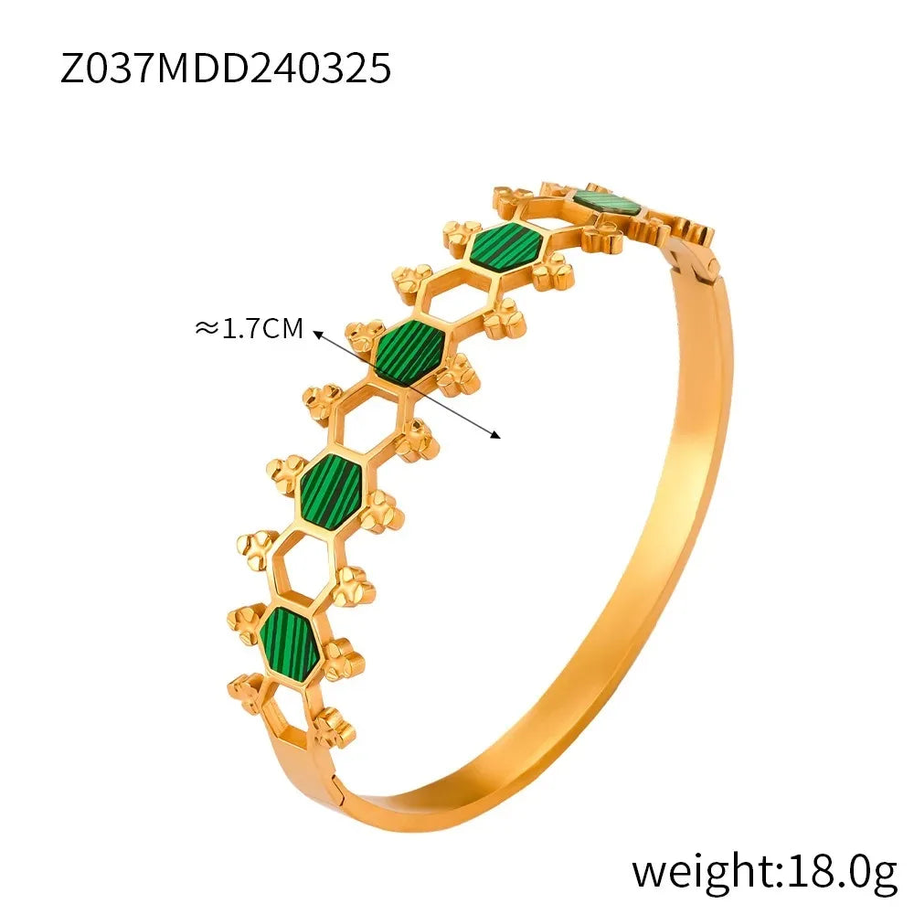 Velara - Honeycomb Gold Cuff Bracelet