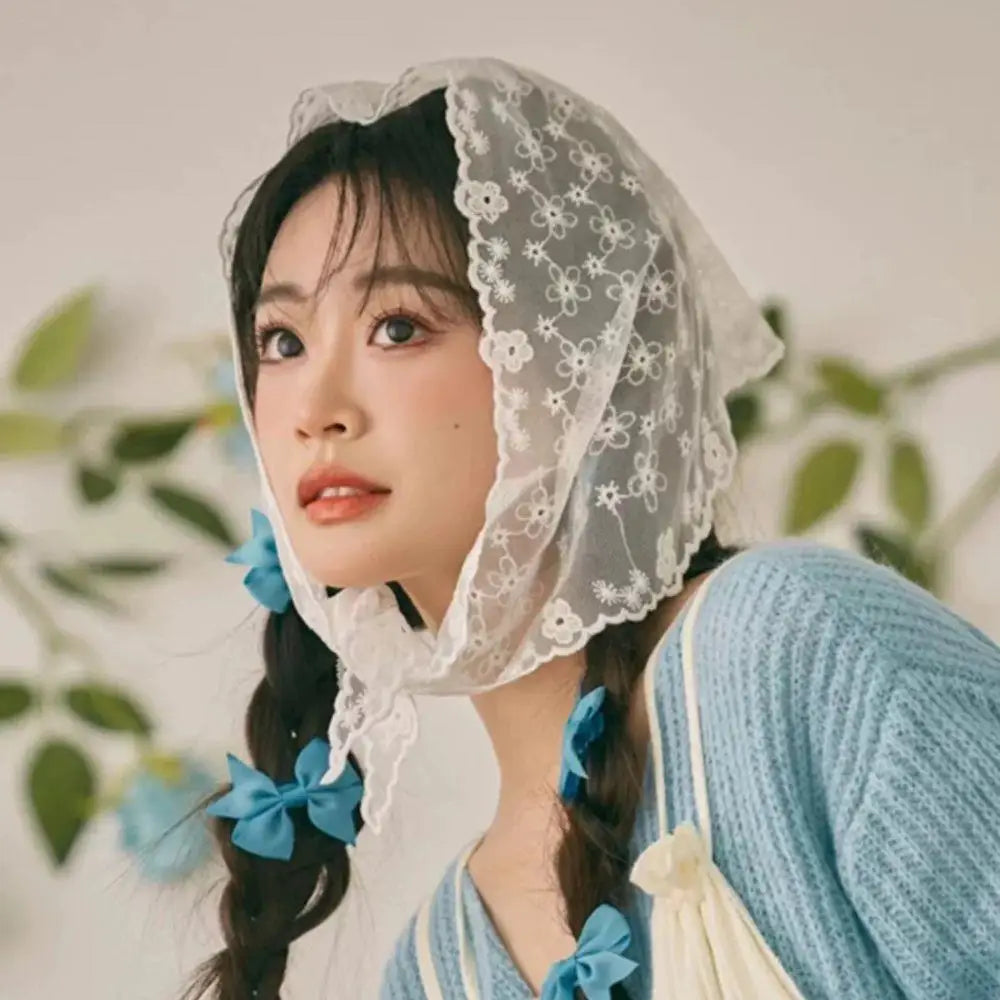Velara - Floral Lace Triangle Scarf