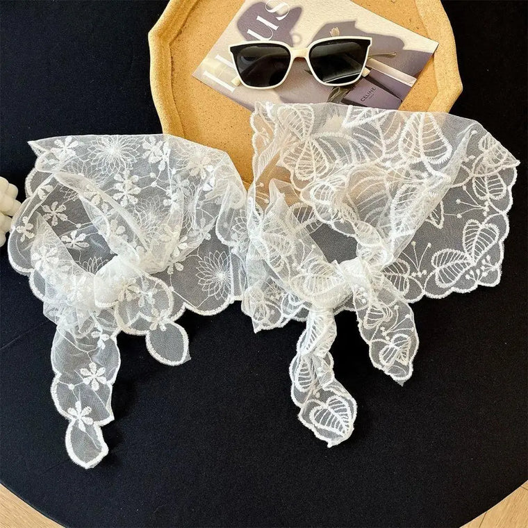 Velara - Floral Lace Triangle Scarf