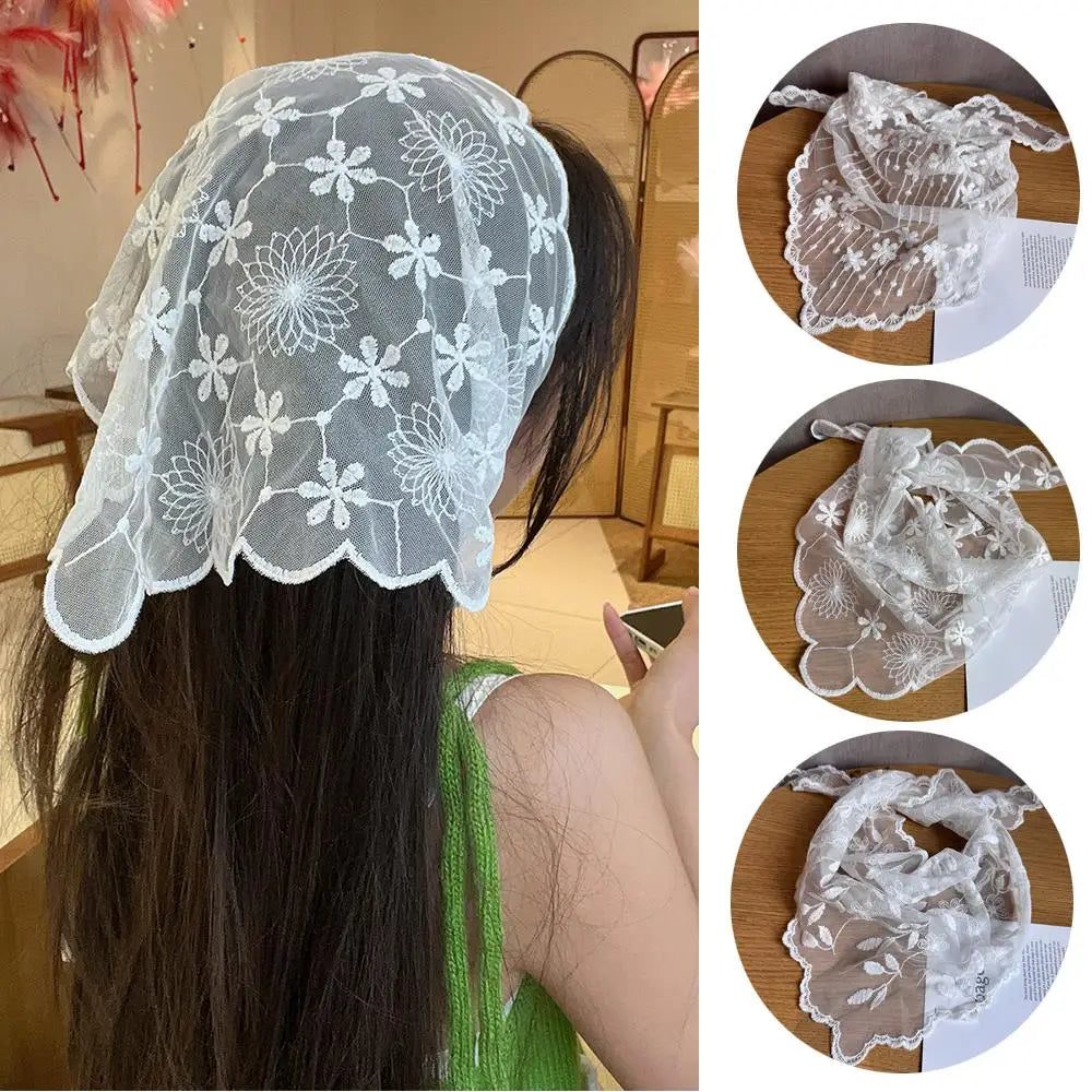 Velara - Floral Lace Triangle Scarf