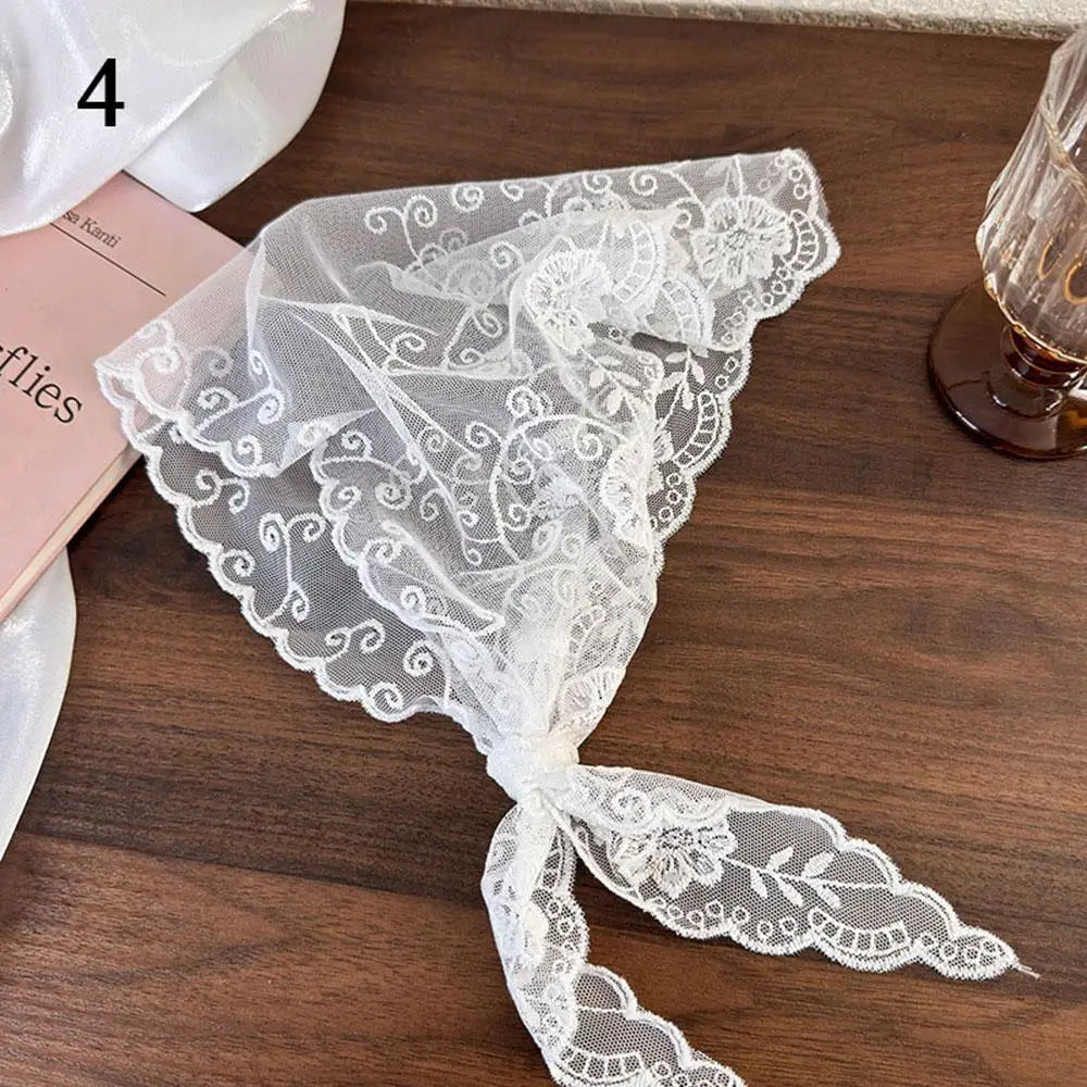 Velara - Floral Lace Triangle Scarf