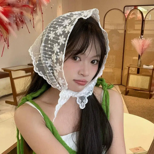 Velara - Floral Lace Triangle Scarf