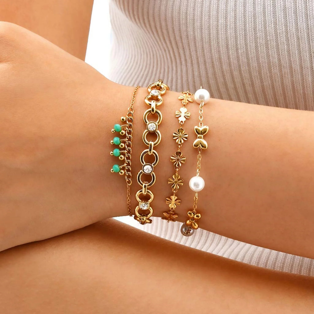 Velara - Gold Stack Chain Bracelet